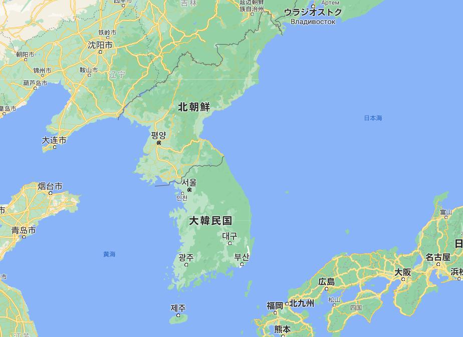 朝鮮半島　Googleマップ